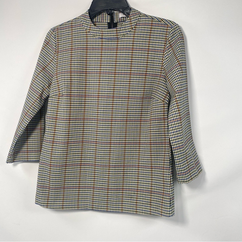 NWOT Reserved Long Sleeve Plaid  Blouse Size 36 EU